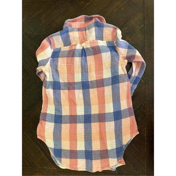 Isabel Maternity by Ingrid & Isabel Pink and Blue Plaid Top Size Small - Picture 3 of 3